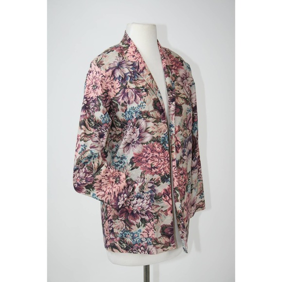 Vintage 80s Floral Blazer Tapestry Cottage Core Shabby Chic Romantic Ephemera - Picture 7 of 11